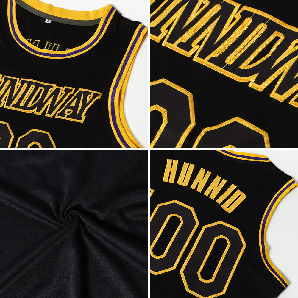 Custom Black Neon Green-White Authentic Throwback Basketball Jersey