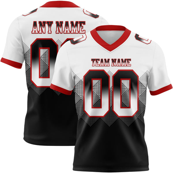 Custom White Black-Red Authentic Gradient Square Shape 7V7 Flag Football Jersey