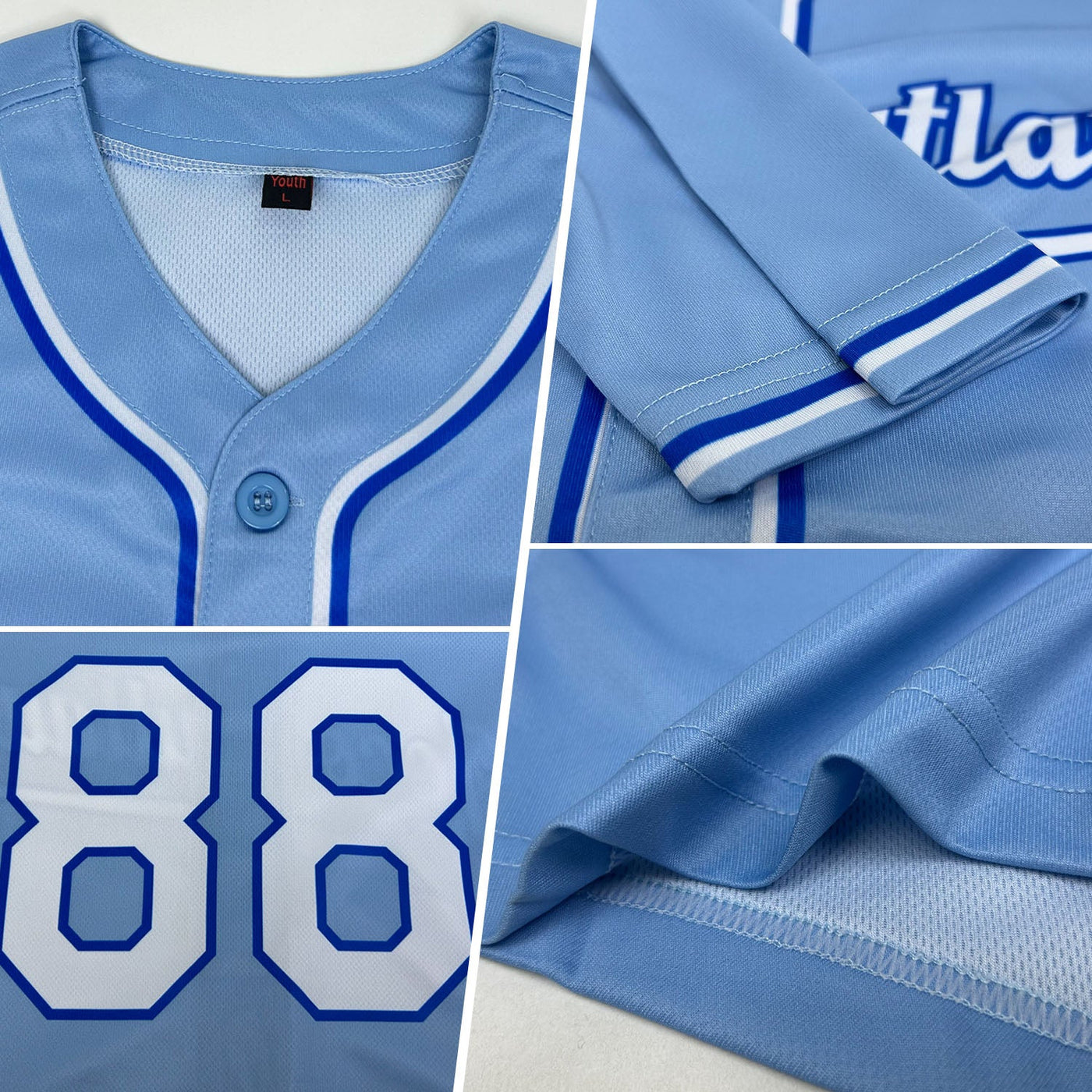 Custom Light Blue White-Royal Authentic Baseball Jersey
