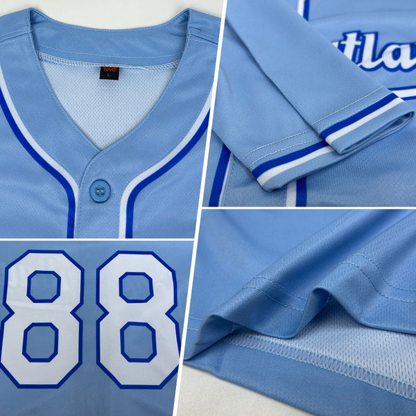 Custom Light Blue White-Royal Authentic Baseball Jersey
