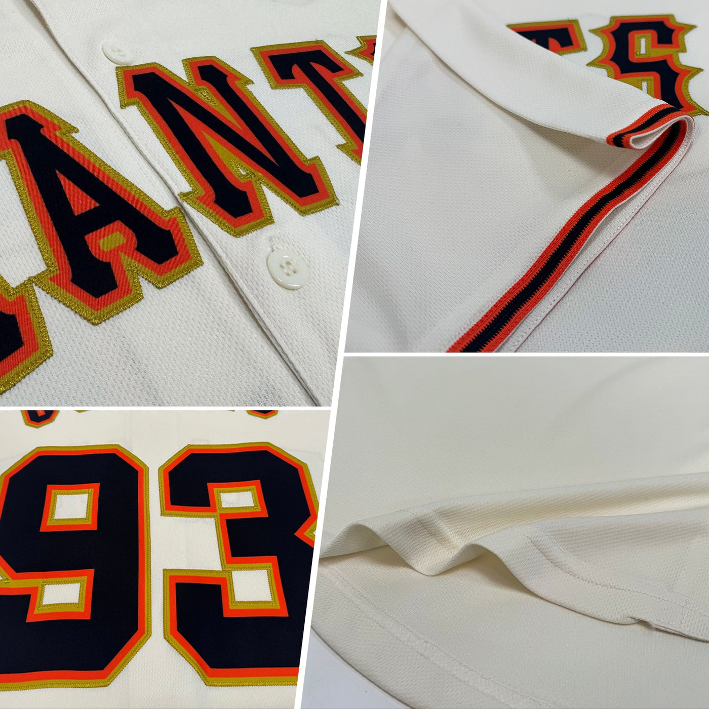 Custom Cream Black Orange-Old Gold Baseball Jersey