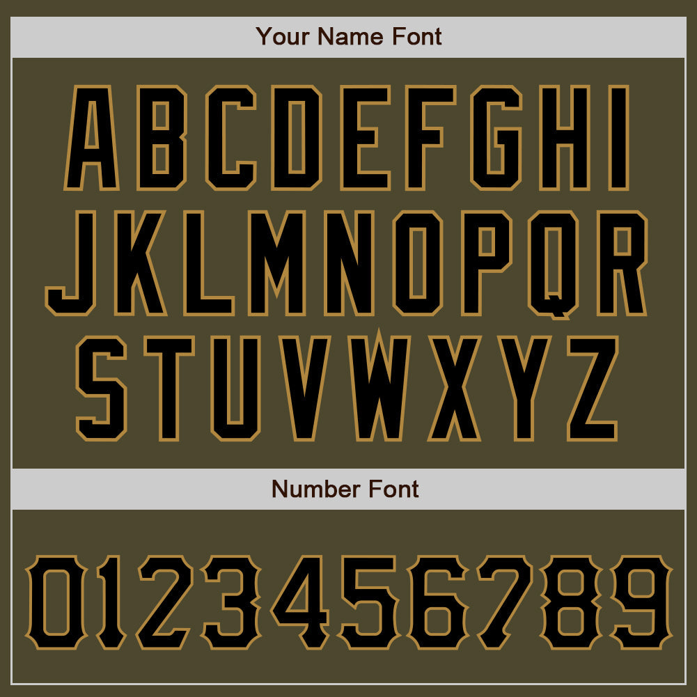 Custom Olive Black-Old Gold Authentic Salute To Service Baseball Jersey
