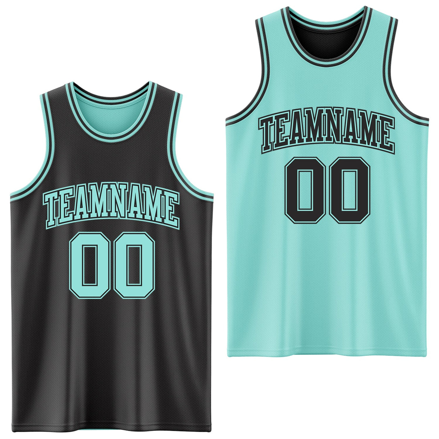 Custom Reversible Black Ice Blue Double Side Sublimation Basketball Set Jersey