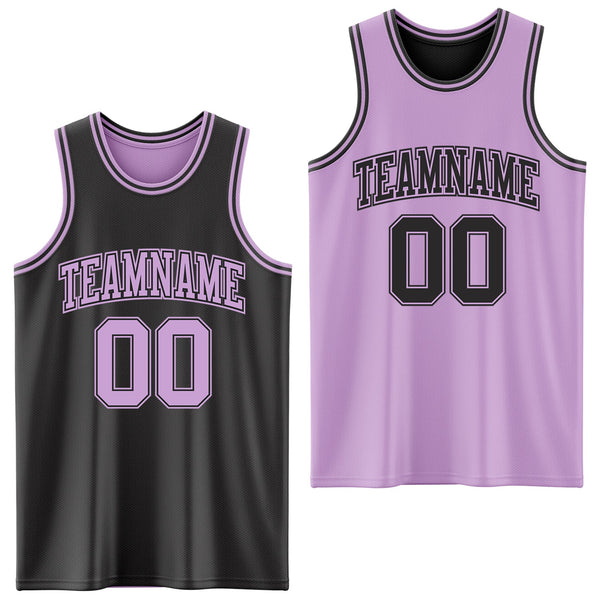 Custom Reversible Black Light Purple Double Side Sublimation Basketball Set Jersey
