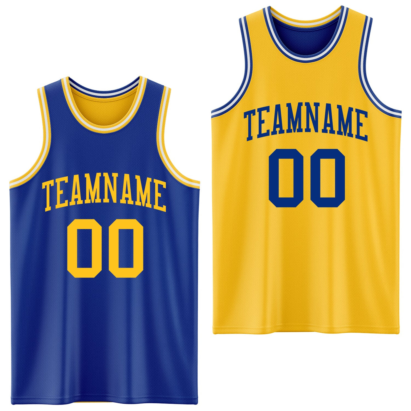 Custom Royal Gold-White Reversible Double Side Sublimation Basketball Set Jersey