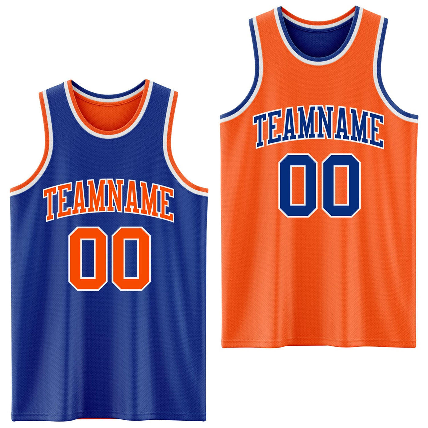 Custom Royal Orange-White Reversible Double Side Sublimation Basketball Set Jersey