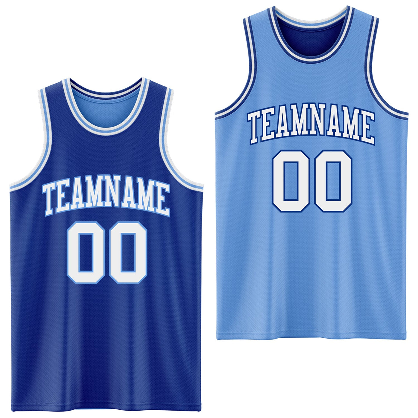 Custom Royal White-Light Blue Reversible Double Side Sublimation Basketball Set Jersey