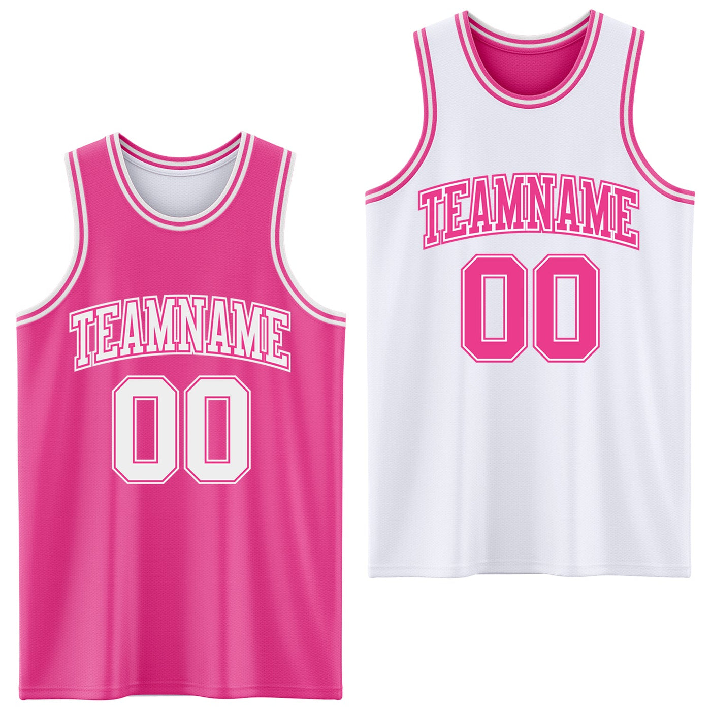Custom Pink White Reversible Double Side Sublimation Basketball Set Jersey