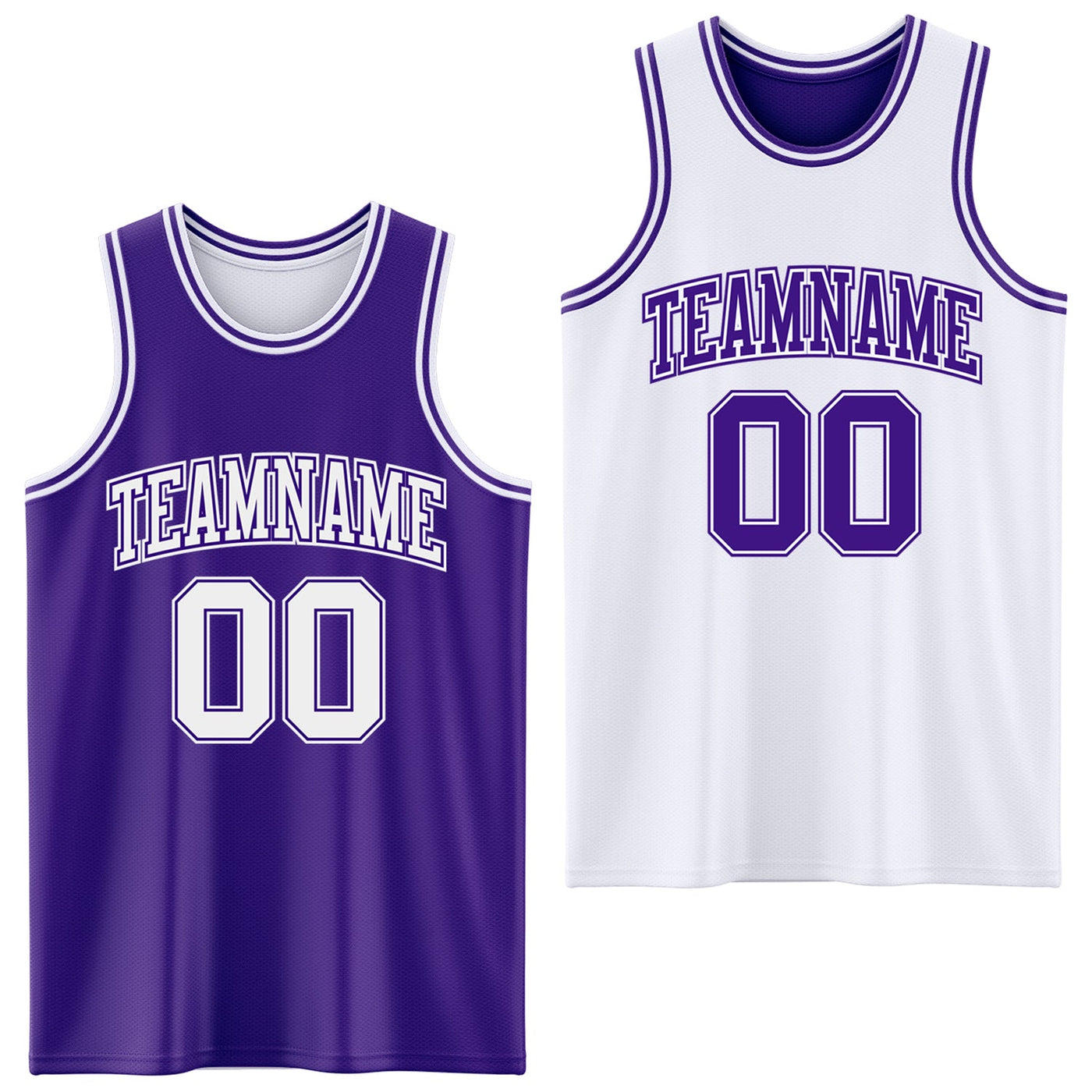 Custom Purple White Reversible Double Side Sublimation Basketball Set Jersey