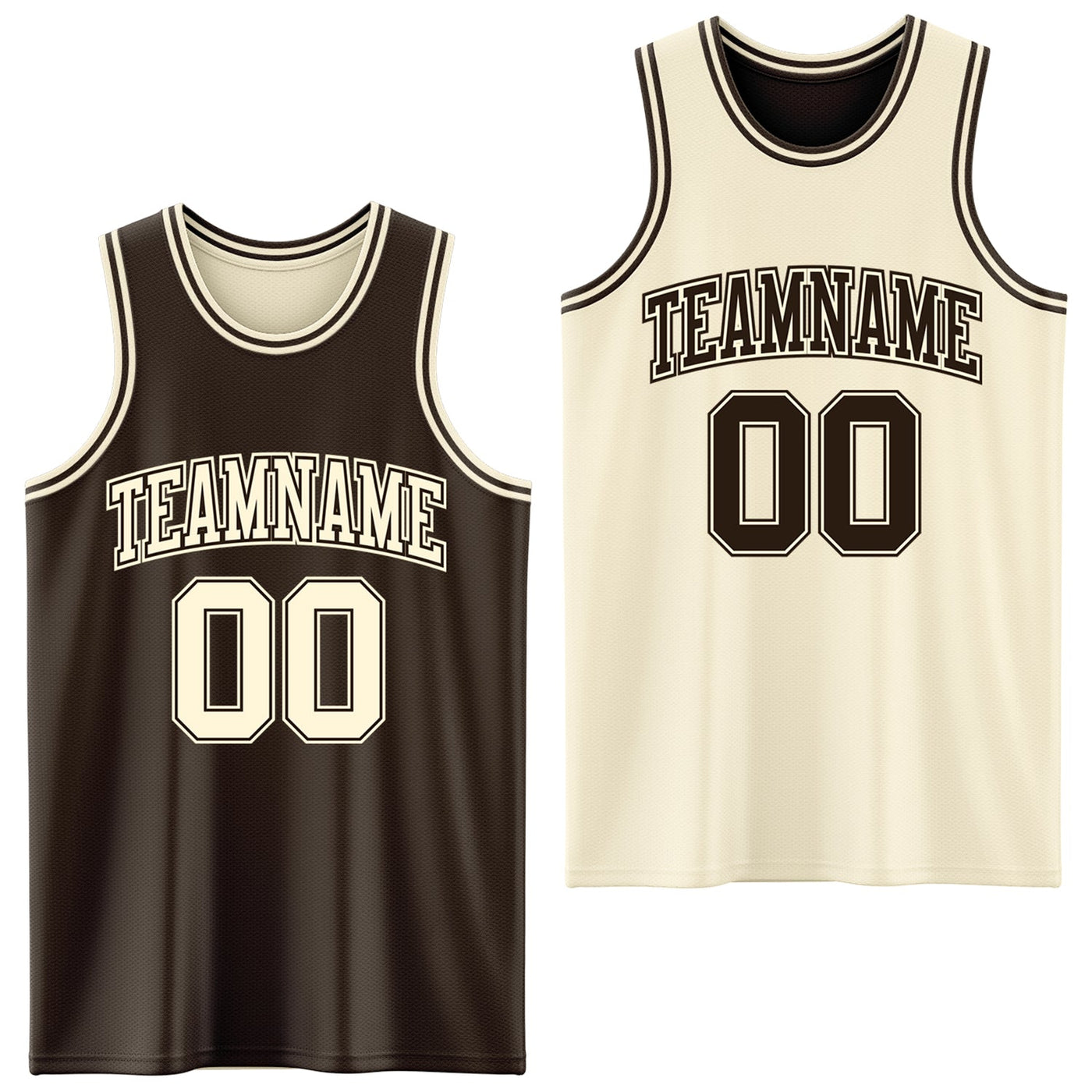 Custom Reversible Brown Cream Double Side Sublimation Basketball Set Jersey