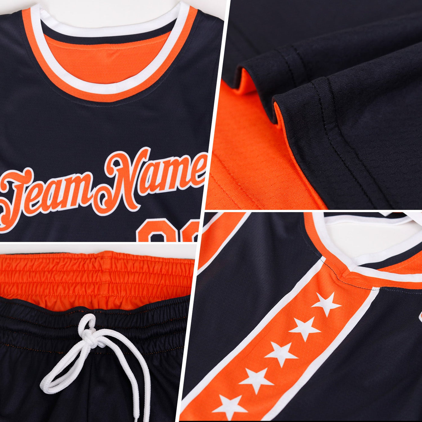 Custom Reversible Black Cream Double Side Star Sublimation Basketball Set Jersey