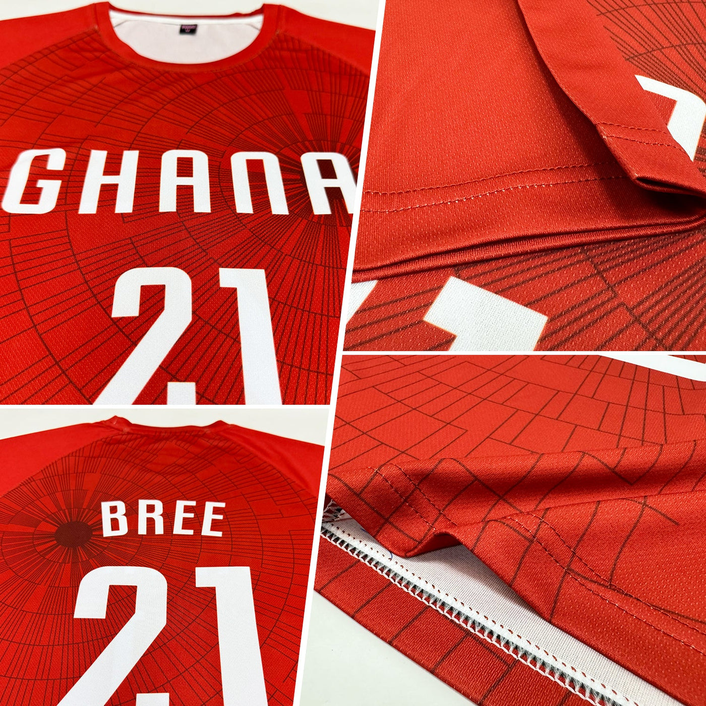 Custom Red White Sublimation Soccer Uniform Jersey