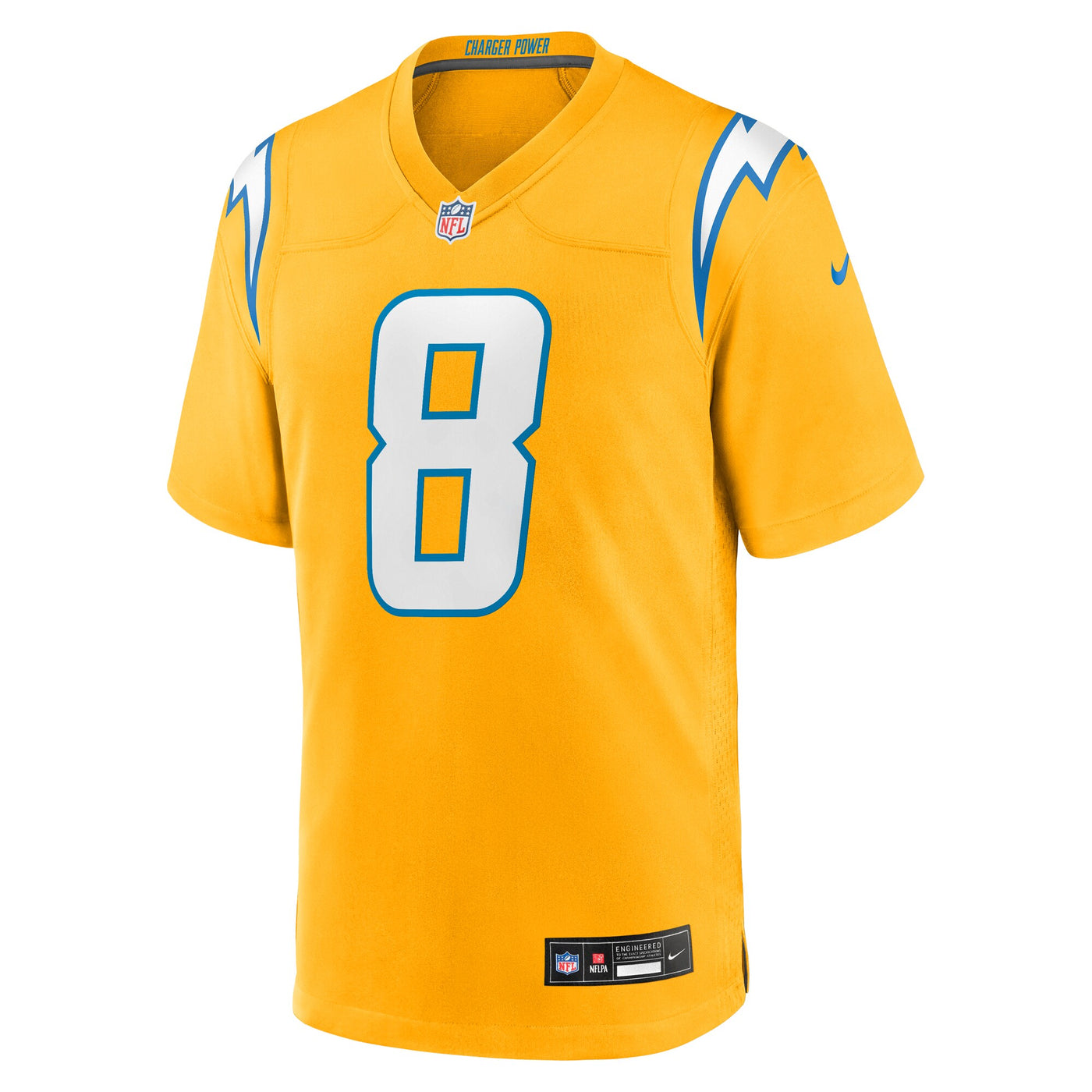 Los Angeles Chargers Omarion Hampton Nike Gold Alternate Charger Power Game Player Jersey