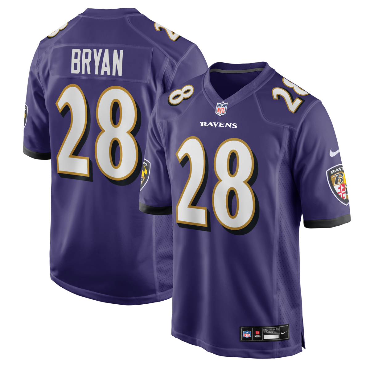 Baltimore Ravens Taven Bryan Purple Team Game Jersey