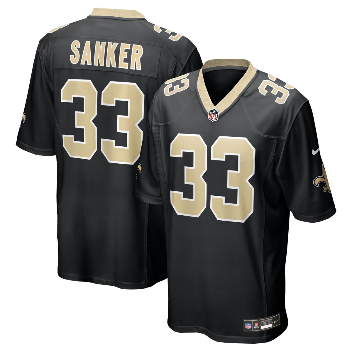 New Orleans Saints Jonas Sanker Black Team Game Jersey
