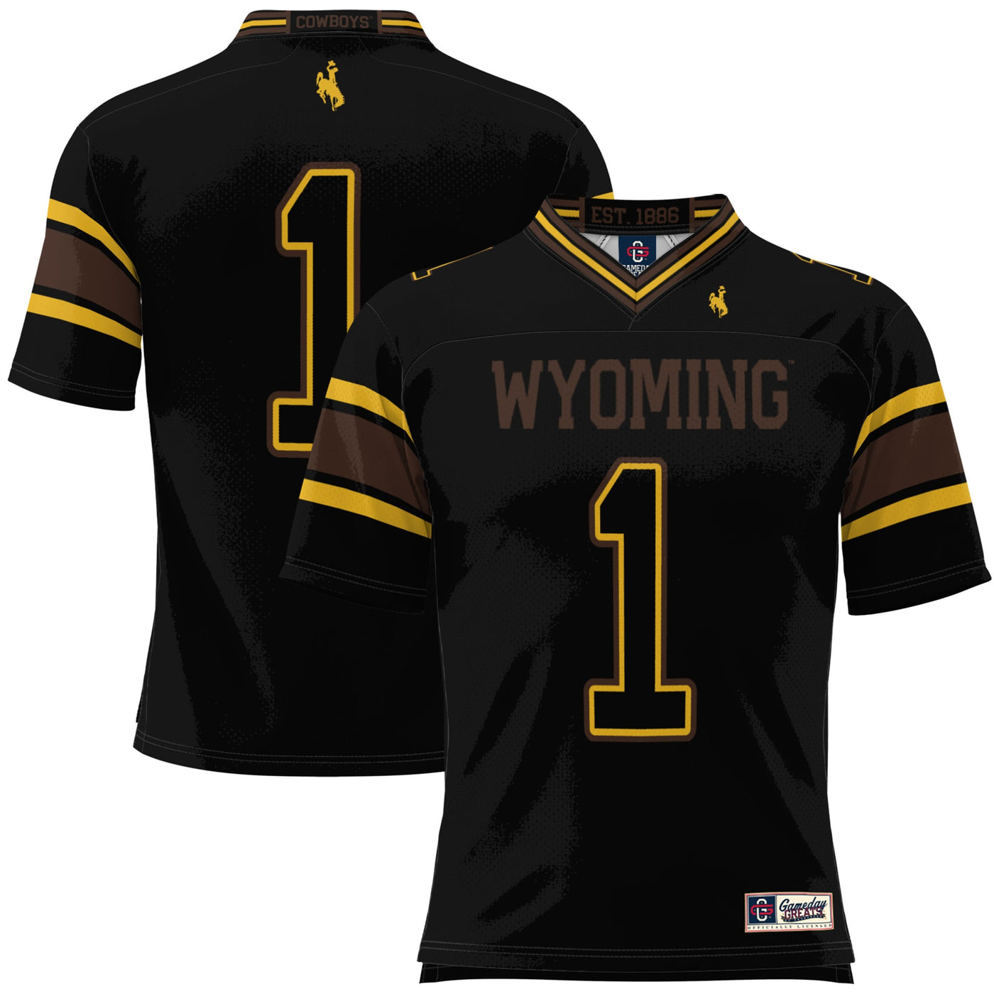 GameDay Greats #1 Black Wyoming Cowboys Football Jersey