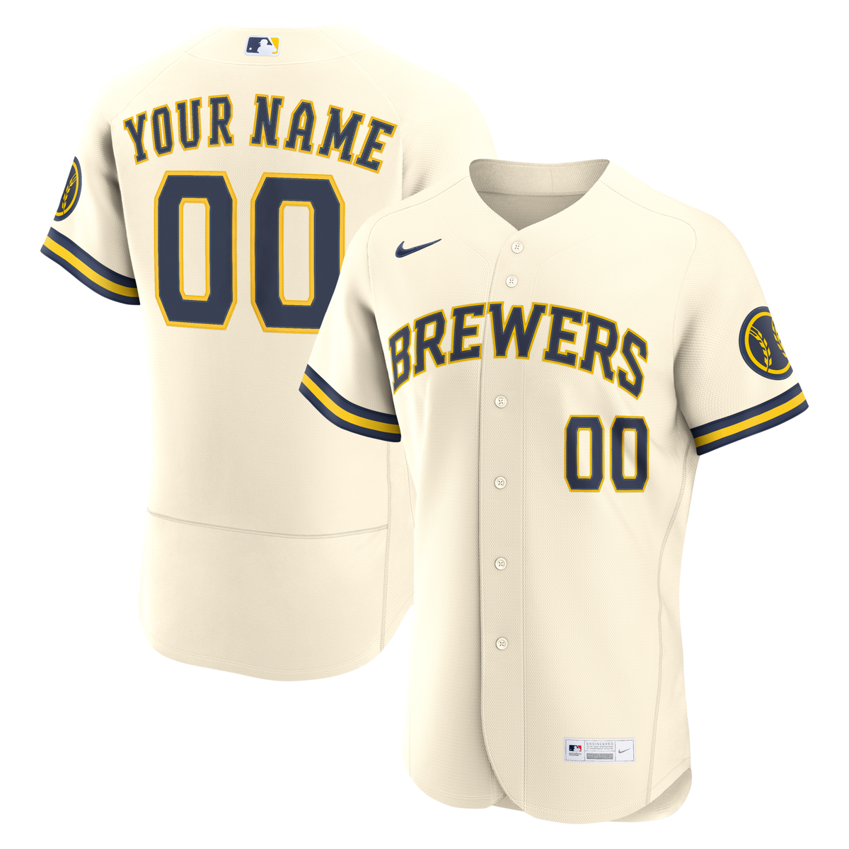Milwaukee Brewers Cream Home Authentic Custom Jersey