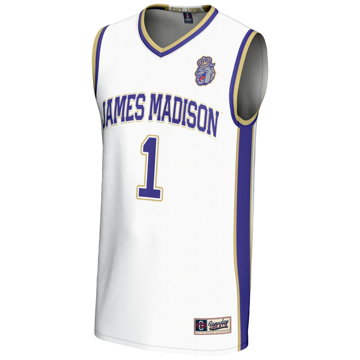 #1 James Madison Dukes GameDay Greats Lightweight Basketball Jersey - White