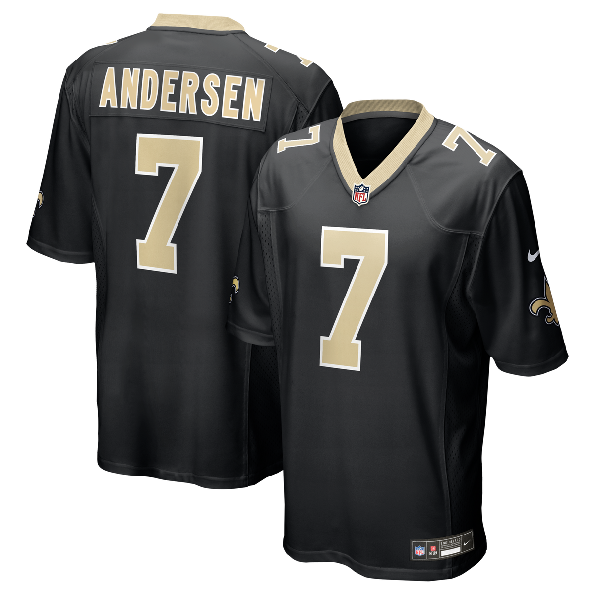 New Orleans Saints Morten Andersen Black Game Retired Player Jersey
