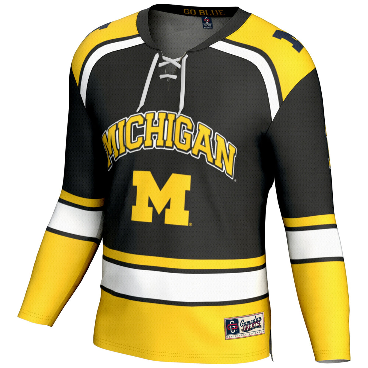#1 Michigan Wolverines GameDay Greats Hockey Jersey - Black