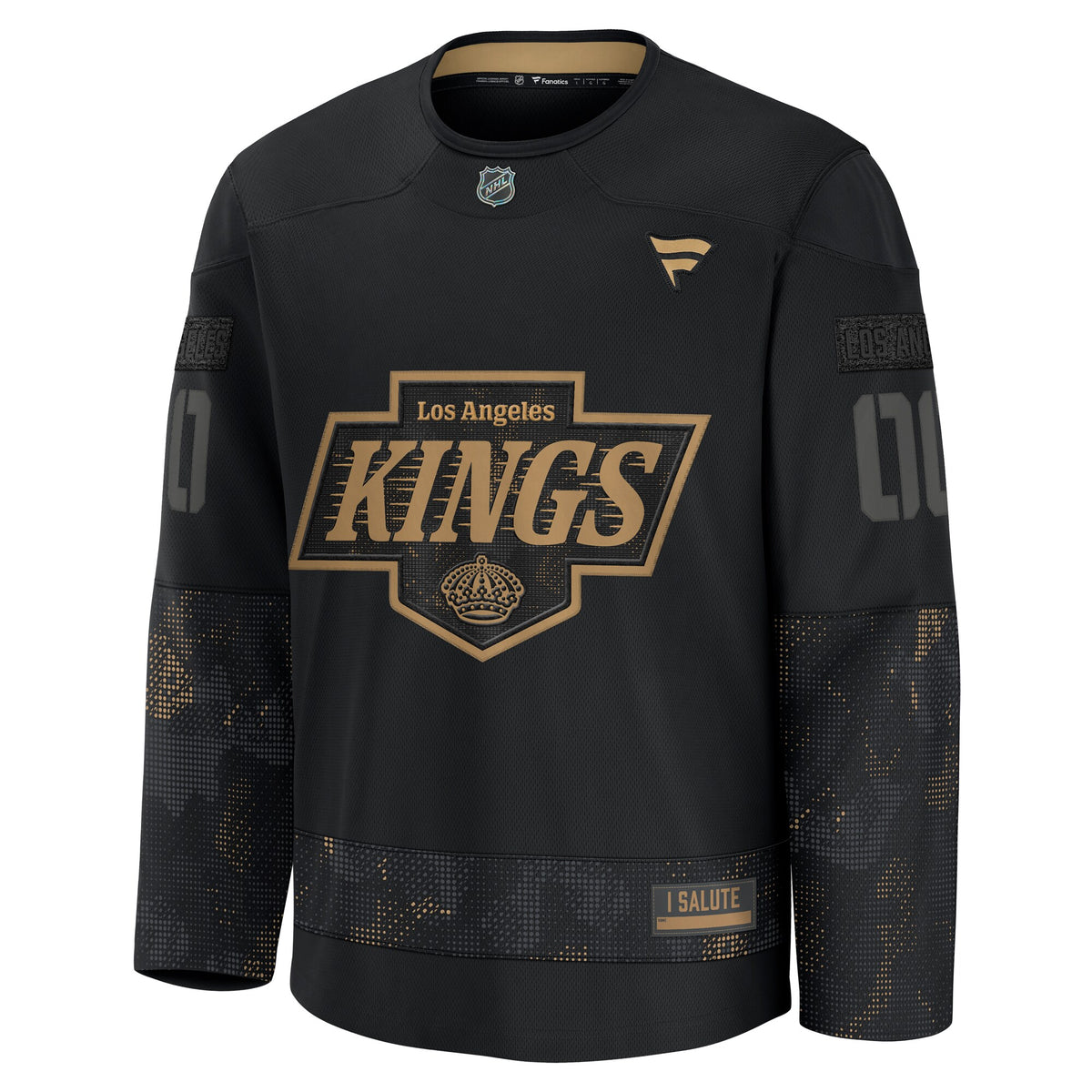 Los Angeles Kings Fanatics Black 2024 Military Appreciation Custom Practice Jersey