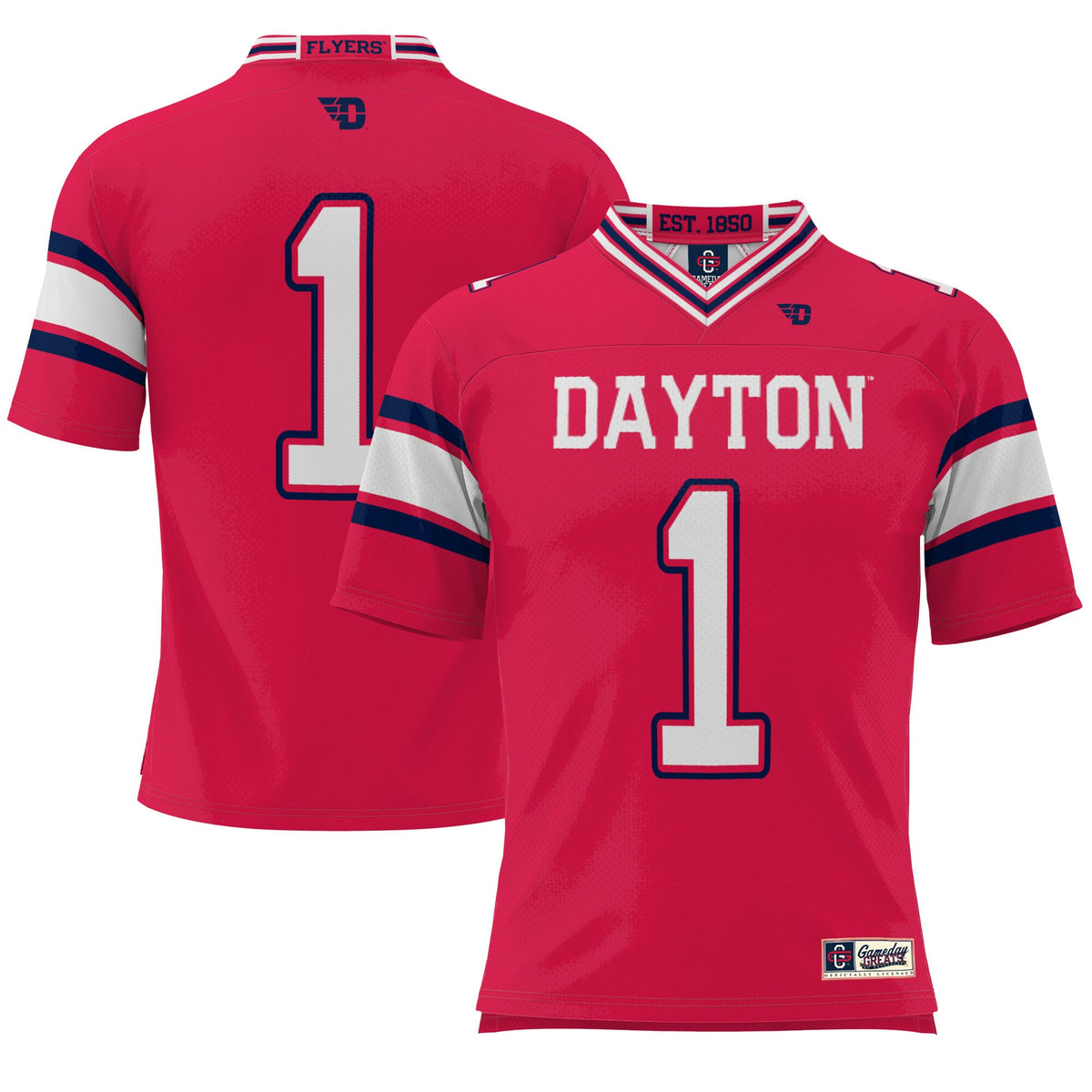 #1 Dayton Flyers GameDay Greats Endzone Football Jersey - Red
