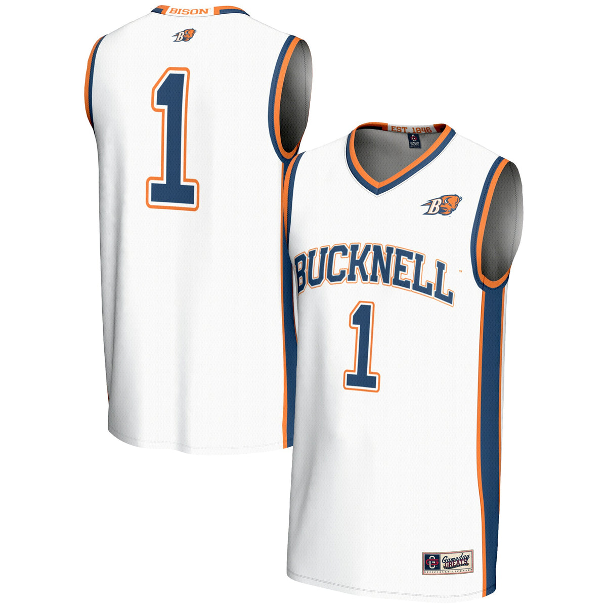 #1 Bucknell Bison GameDay Greats Lightweight Basketball Jersey - White