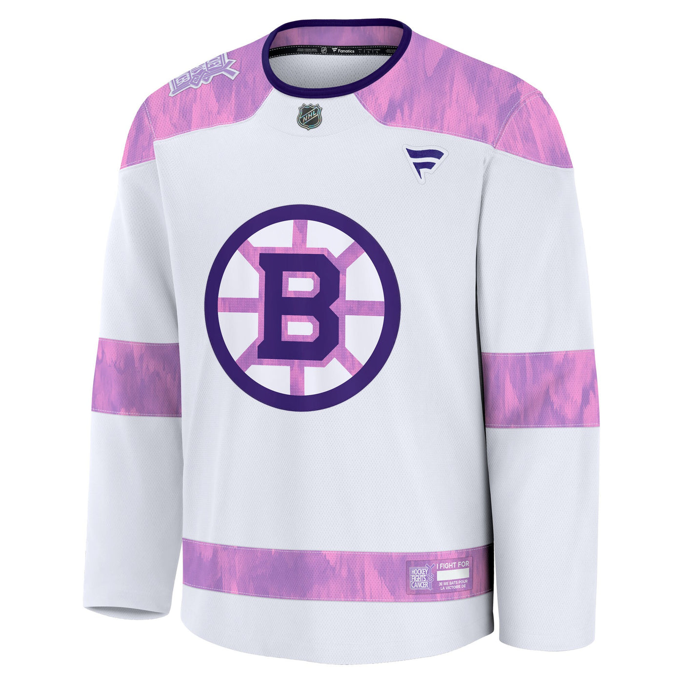 Boston Bruins Fanatics White Hockey Fights Cancer Survivor Practice Jersey