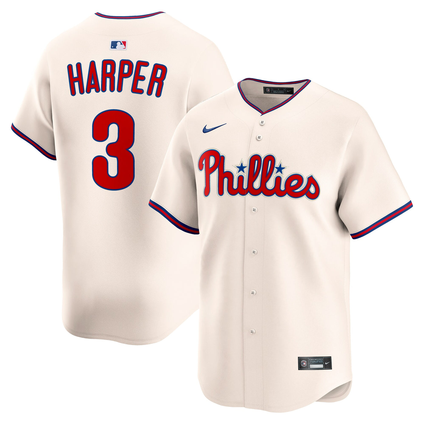 Philadelphia Phillies Bryce Harper Nike Cream Alternate Limited Jersey