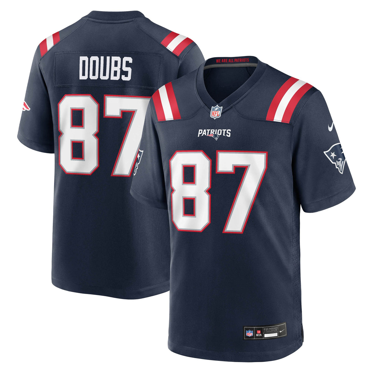 New England Patriots Romeo Doubs Navy Game Jersey