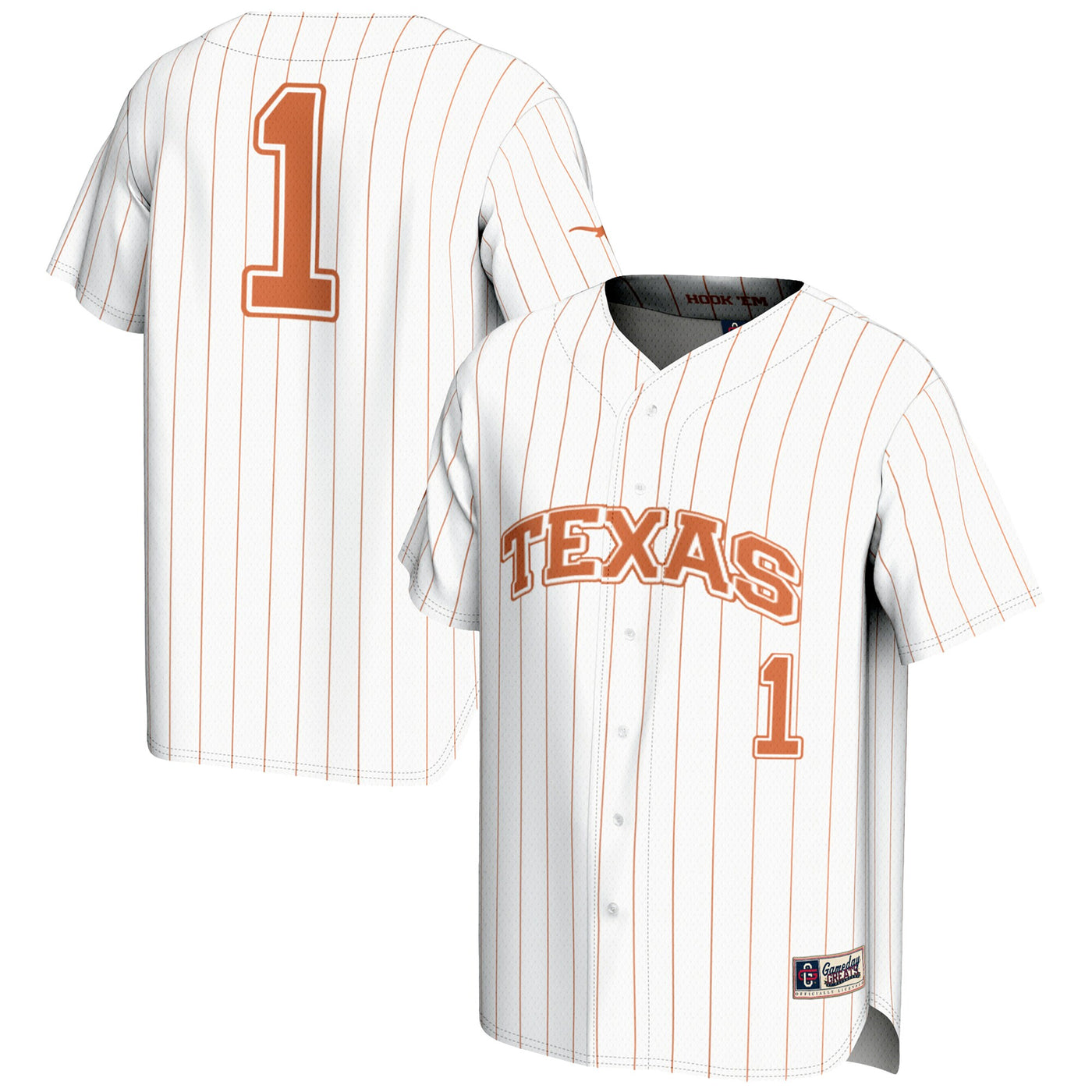GameDay Greats #1 White Texas Longhorns Lightweight Baseball Jersey