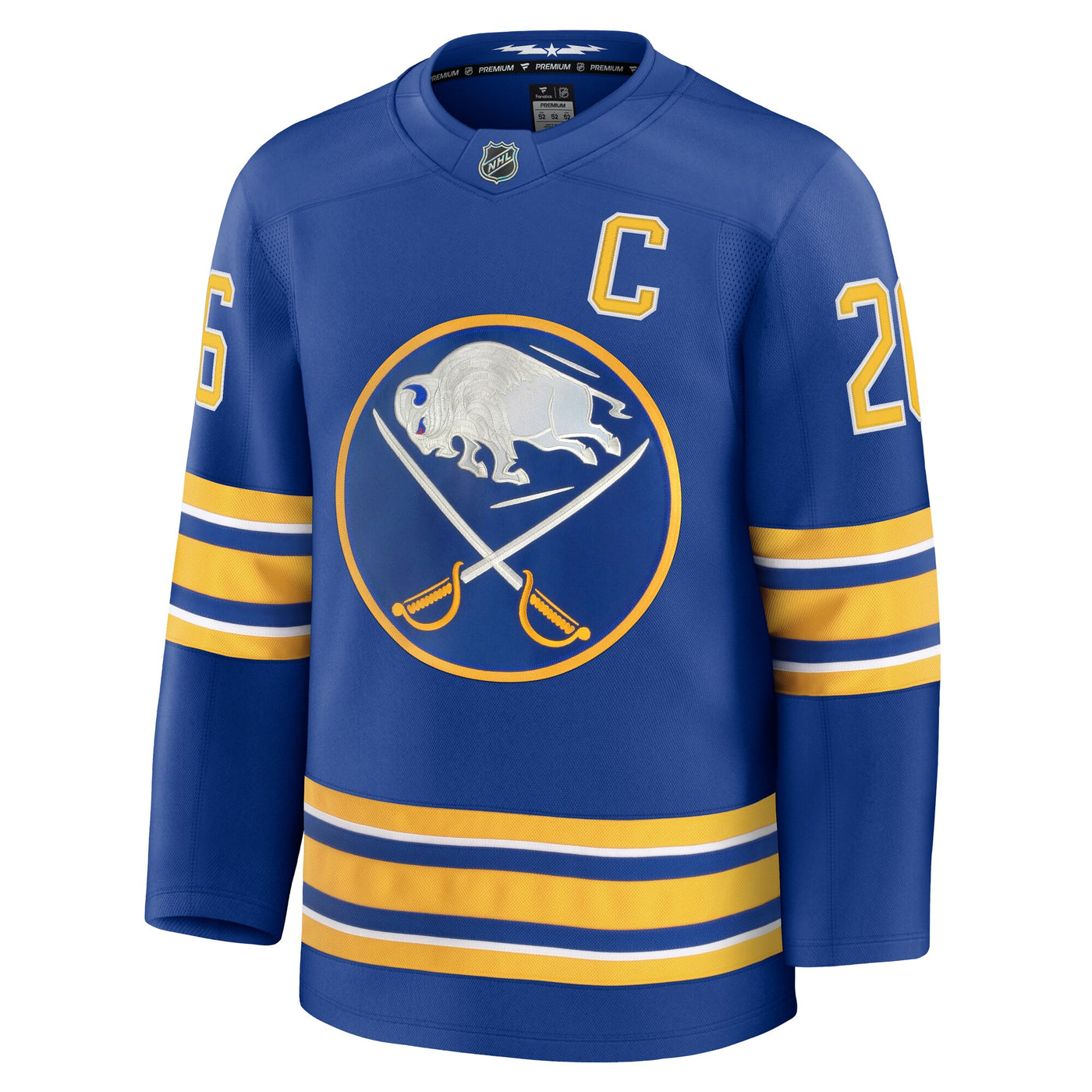 Buffalo Sabres Rasmus Dahlin Fanatics Royal Premium Jersey with Captain's Patch