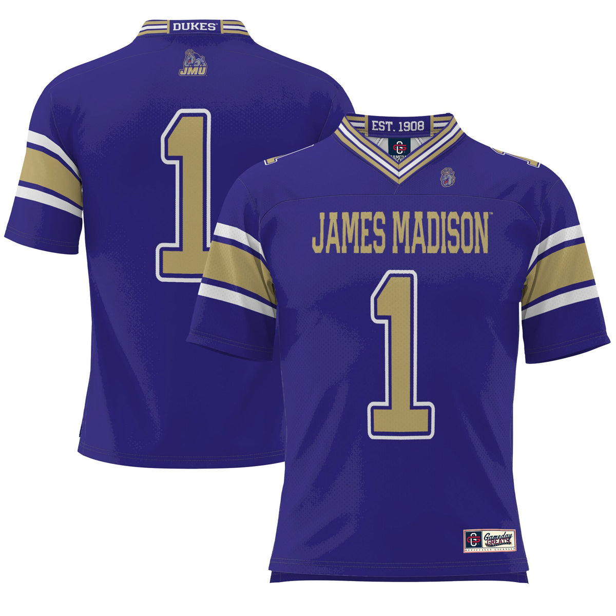 #1 James Madison Dukes GameDay Greats Endzone Football Jersey - Purple