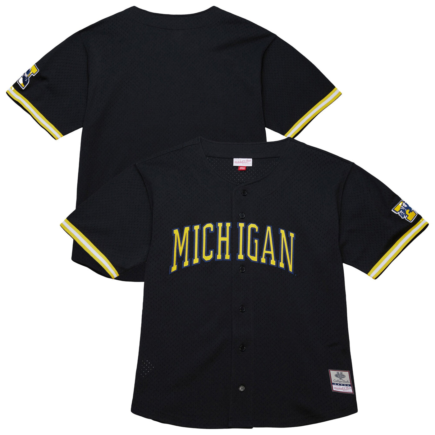 Mitchell & Ness Black Michigan Wolverines On The Clock Full-Button Fashion Jersey