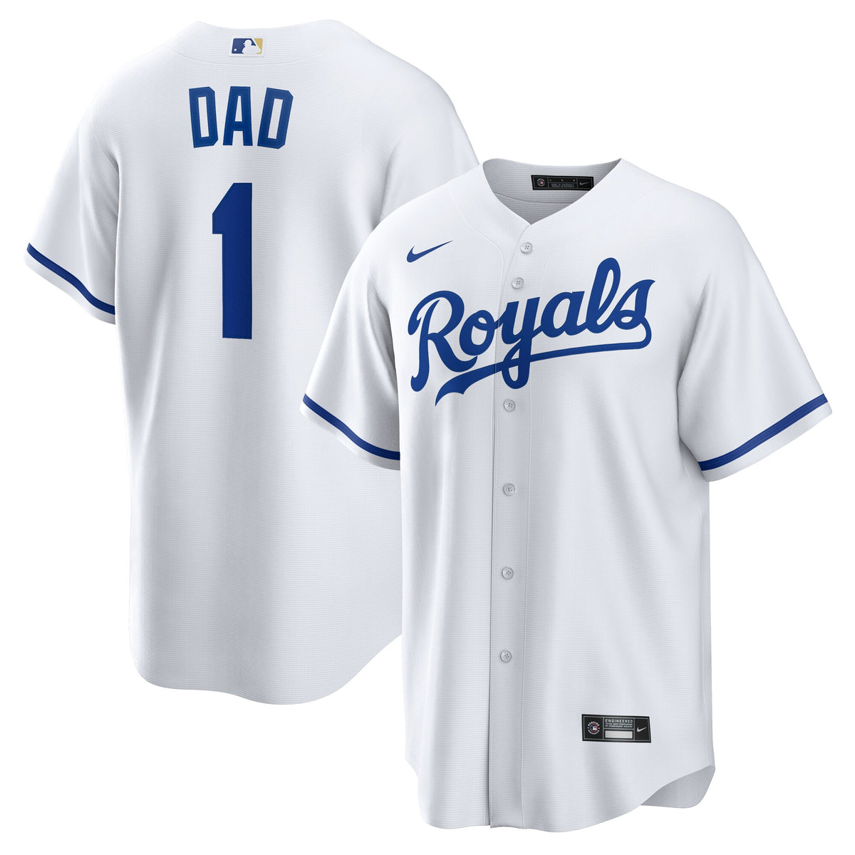 Kansas City Royals White #1 Dad Home Replica Jersey