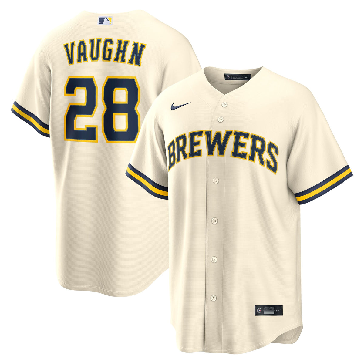 Milwaukee Brewers Andrew Vaughn Cream Home Replica Jersey