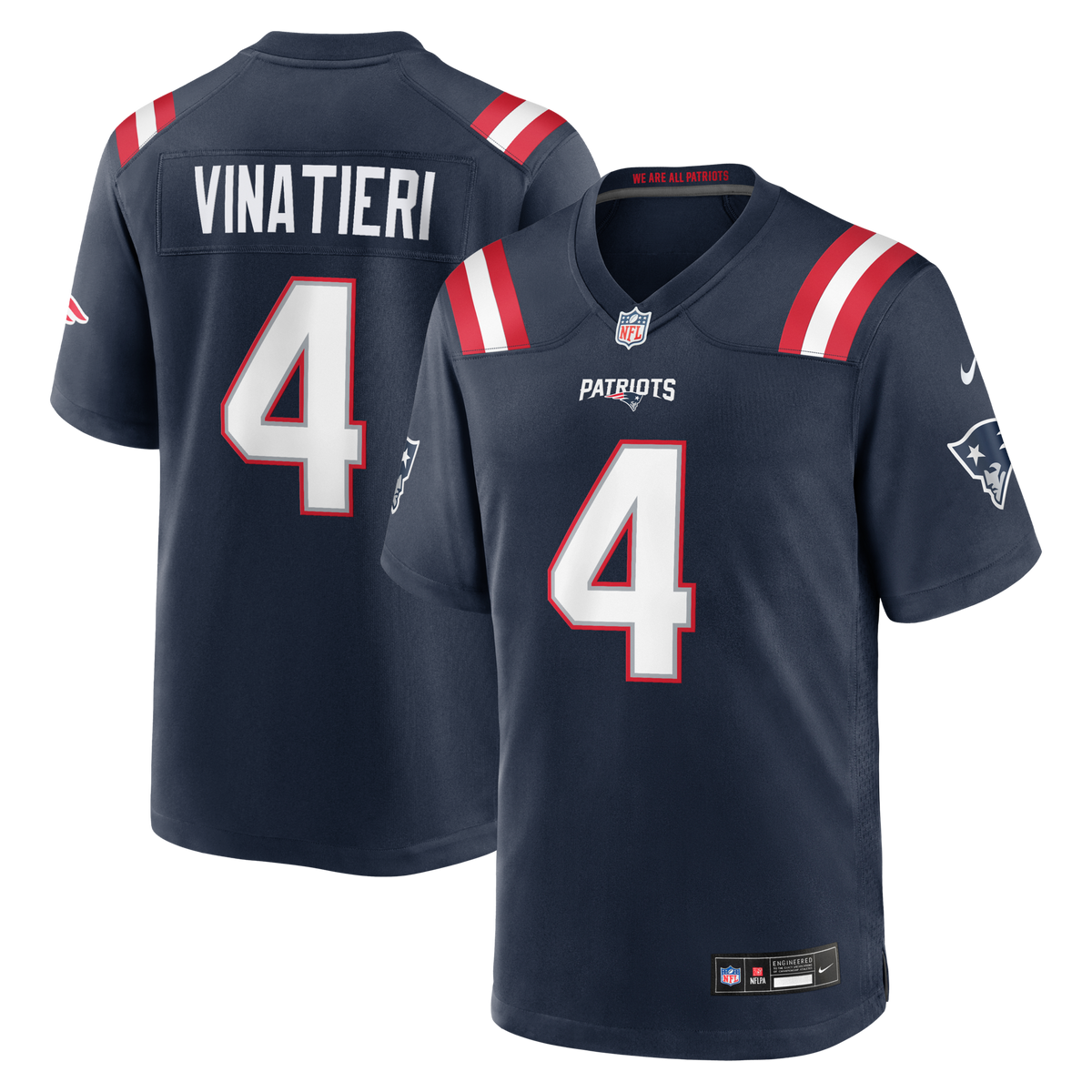 New England Patriots Adam Vinatieri Navy Team Retired Game Jersey