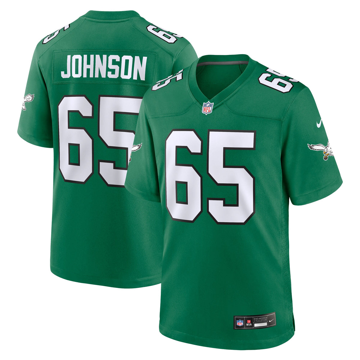 Philadelphia Eagles Lane Johnson Kelly Green Alternate Game Jersey