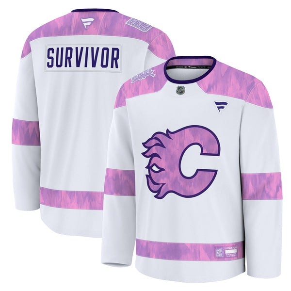 Calgary Flames Fanatics White Hockey Fights Cancer Survivor Practice Jersey