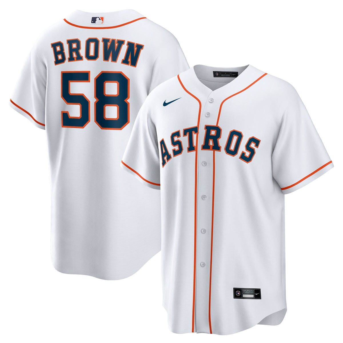 Houston Astros Hunter Brown White Home Replica Jersey