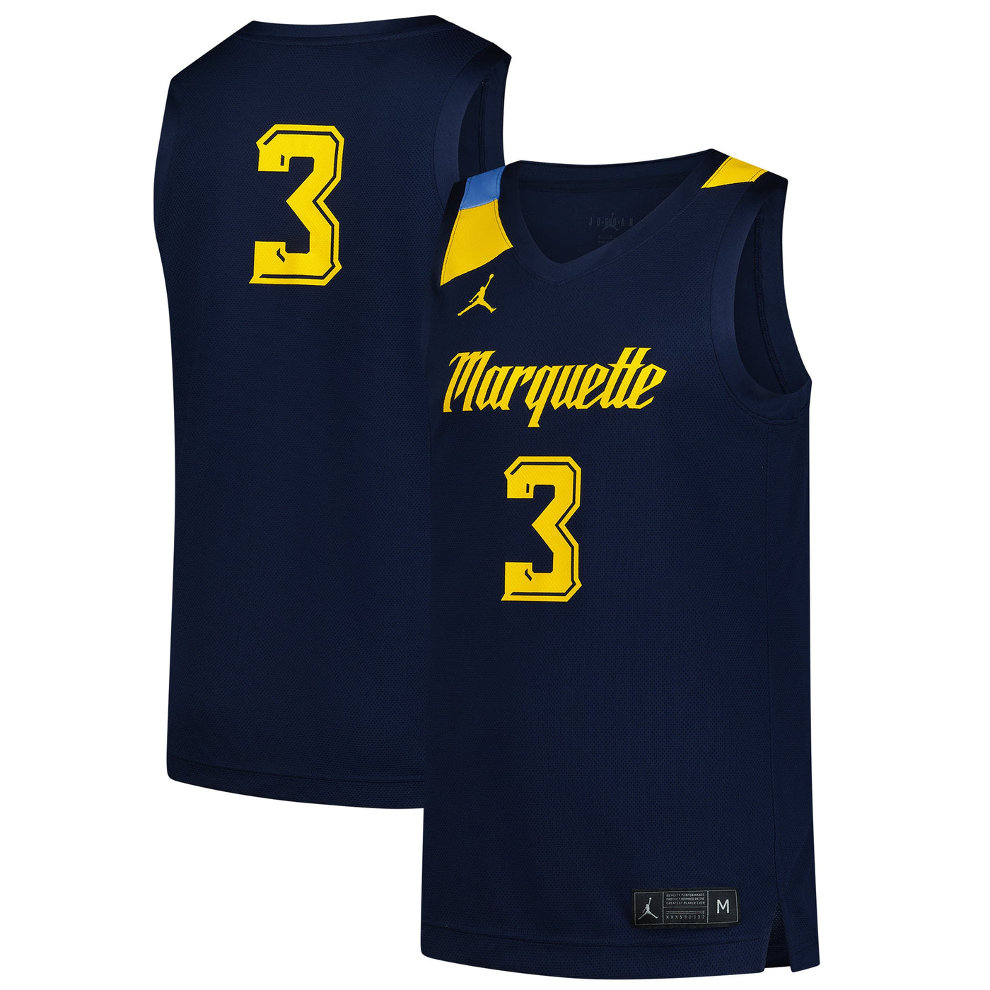 Jordan Brand #3 Navy Marquette Golden Eagles Replica Basketball Jersey