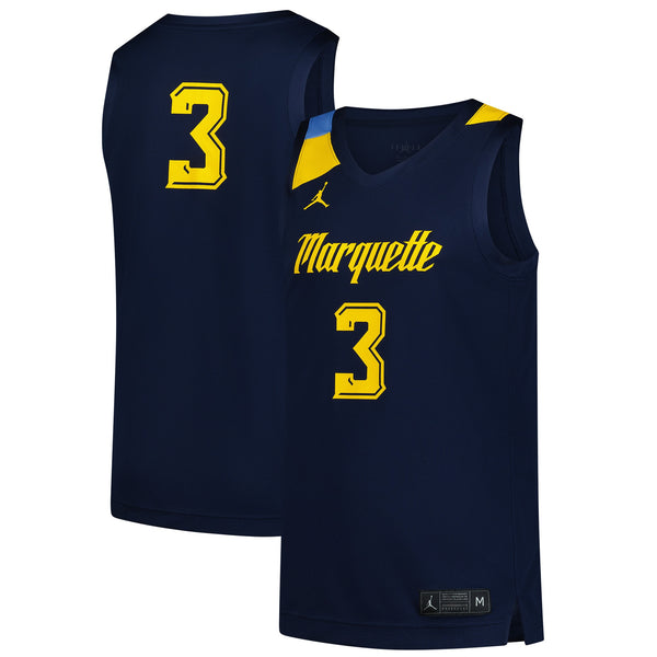 Jordan Brand #3 Navy Marquette Golden Eagles Replica Basketball Jersey