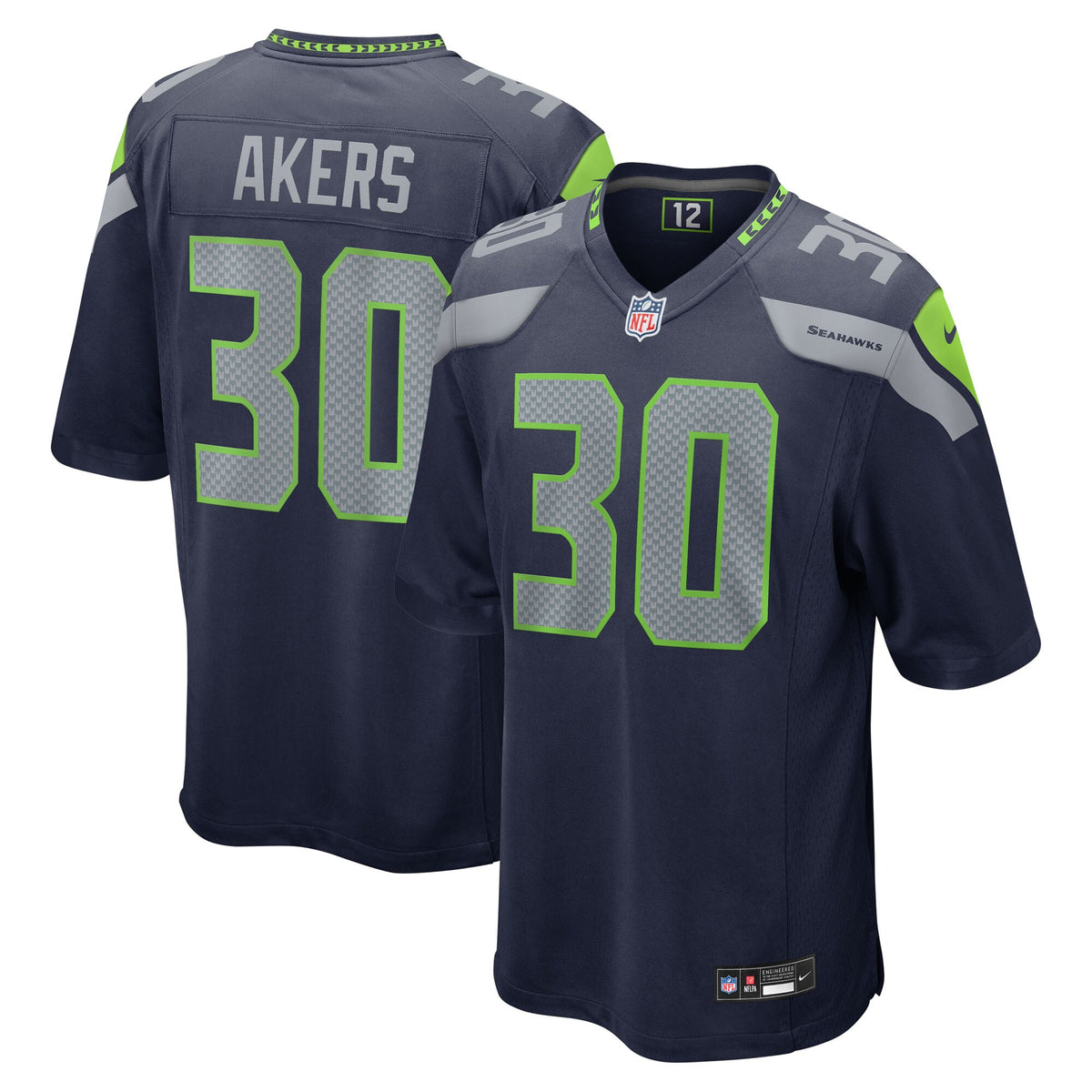 Seattle Seahawks Cam Akers College Navy Team Game Jersey