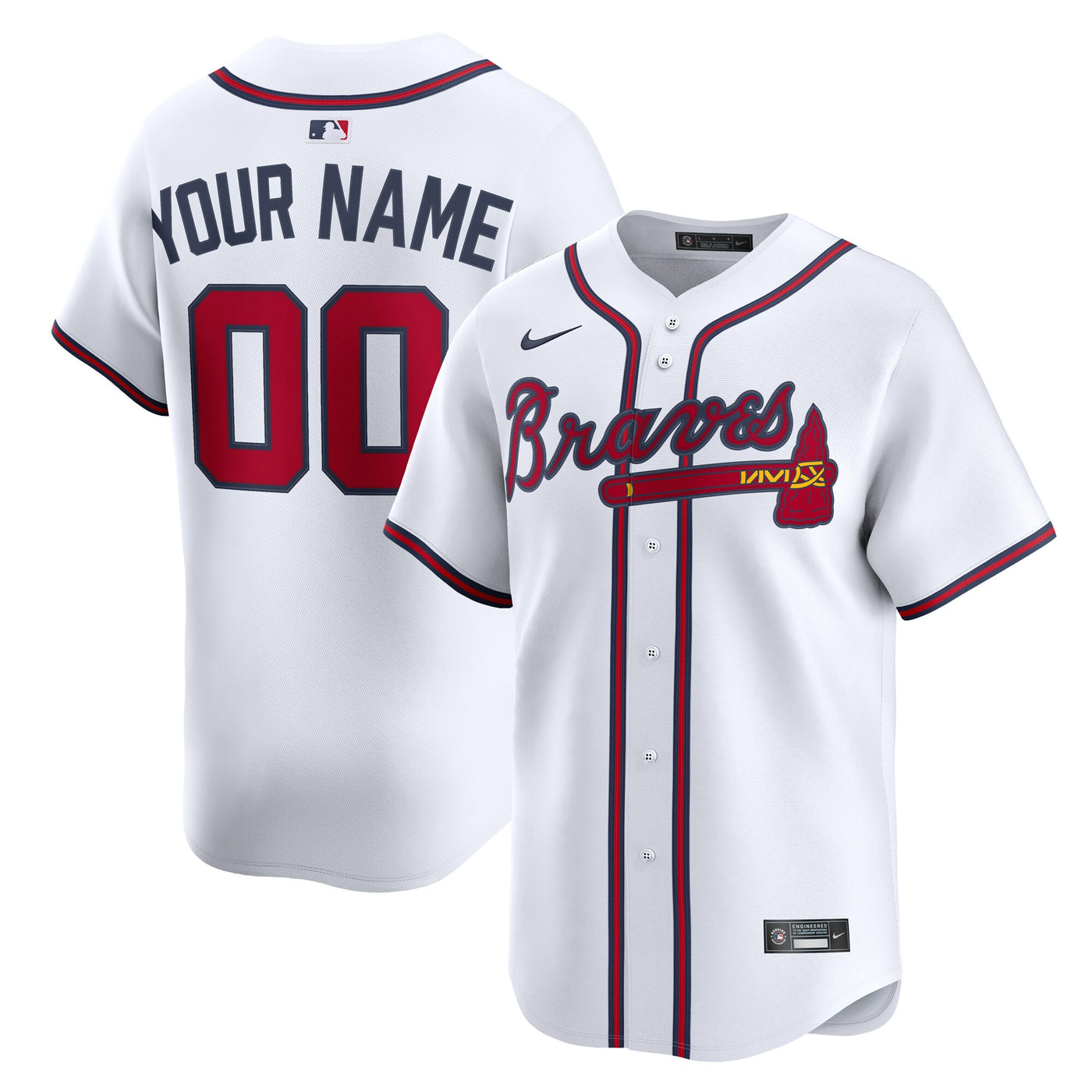 Atlanta Braves Nike White Home Limited Custom Jersey