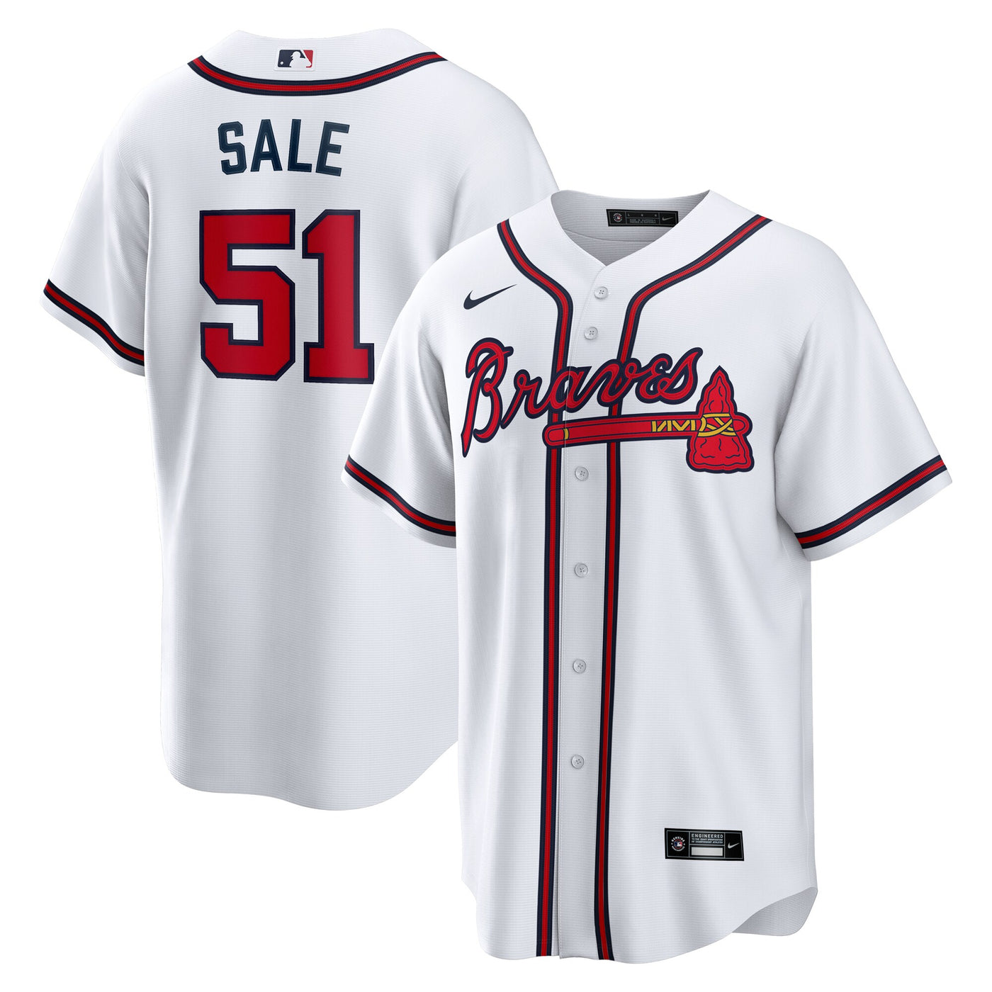 Atlanta Braves Chris Sale Nike White Home Replica Jersey