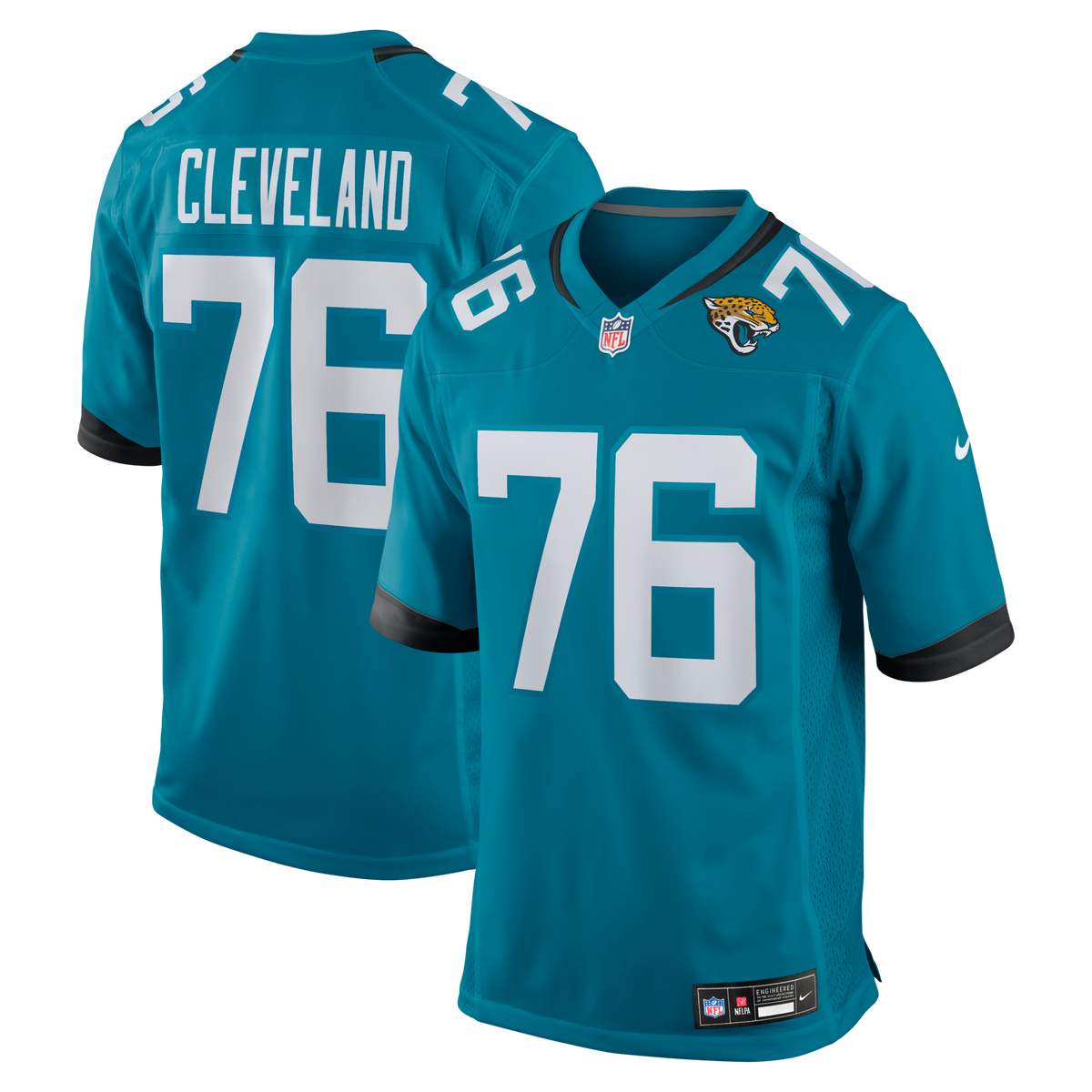 Jacksonville Jaguars Ezra Cleveland Teal Game Jersey