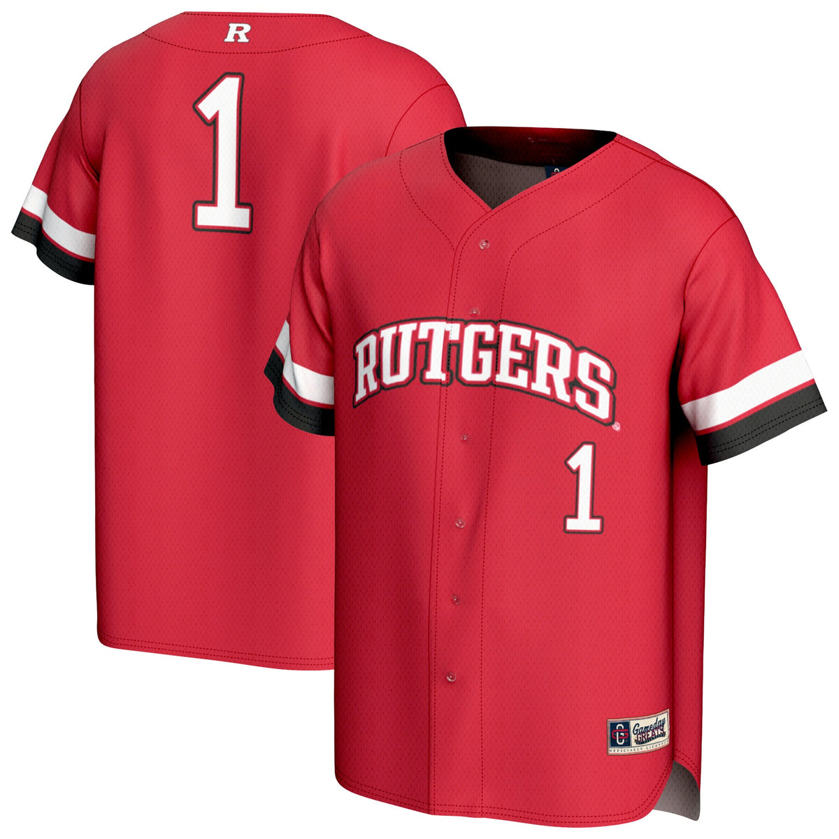 #1 Rutgers Scarlet Knights GameDay Greats Lightweight Collegiate Baseball Fashion Jersey - Scarlet