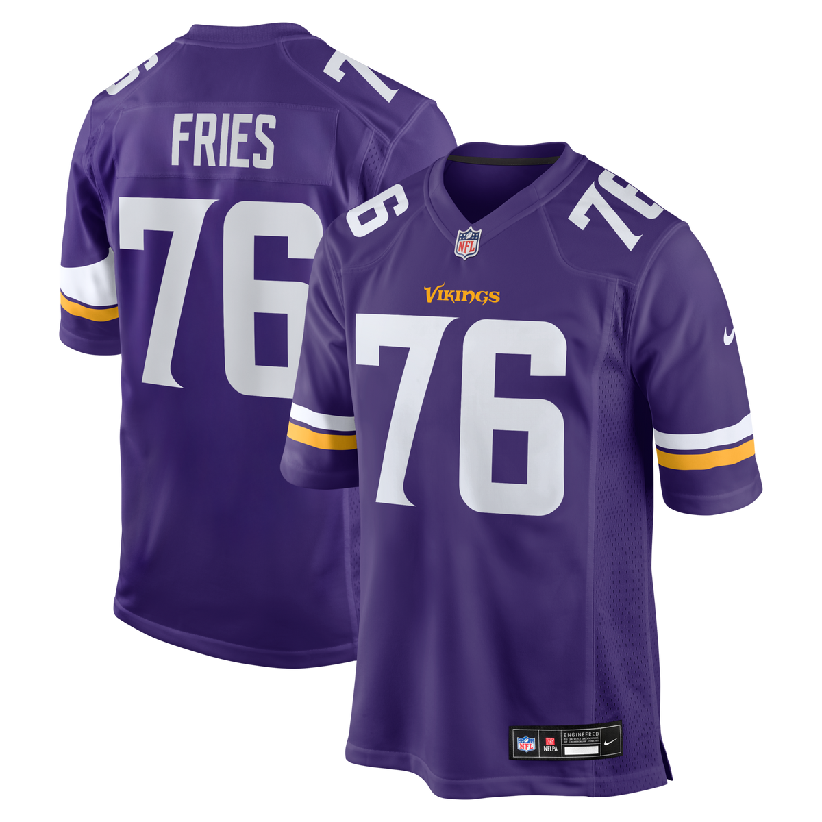 Minnesota Vikings Will Fries Purple Team Game Jersey