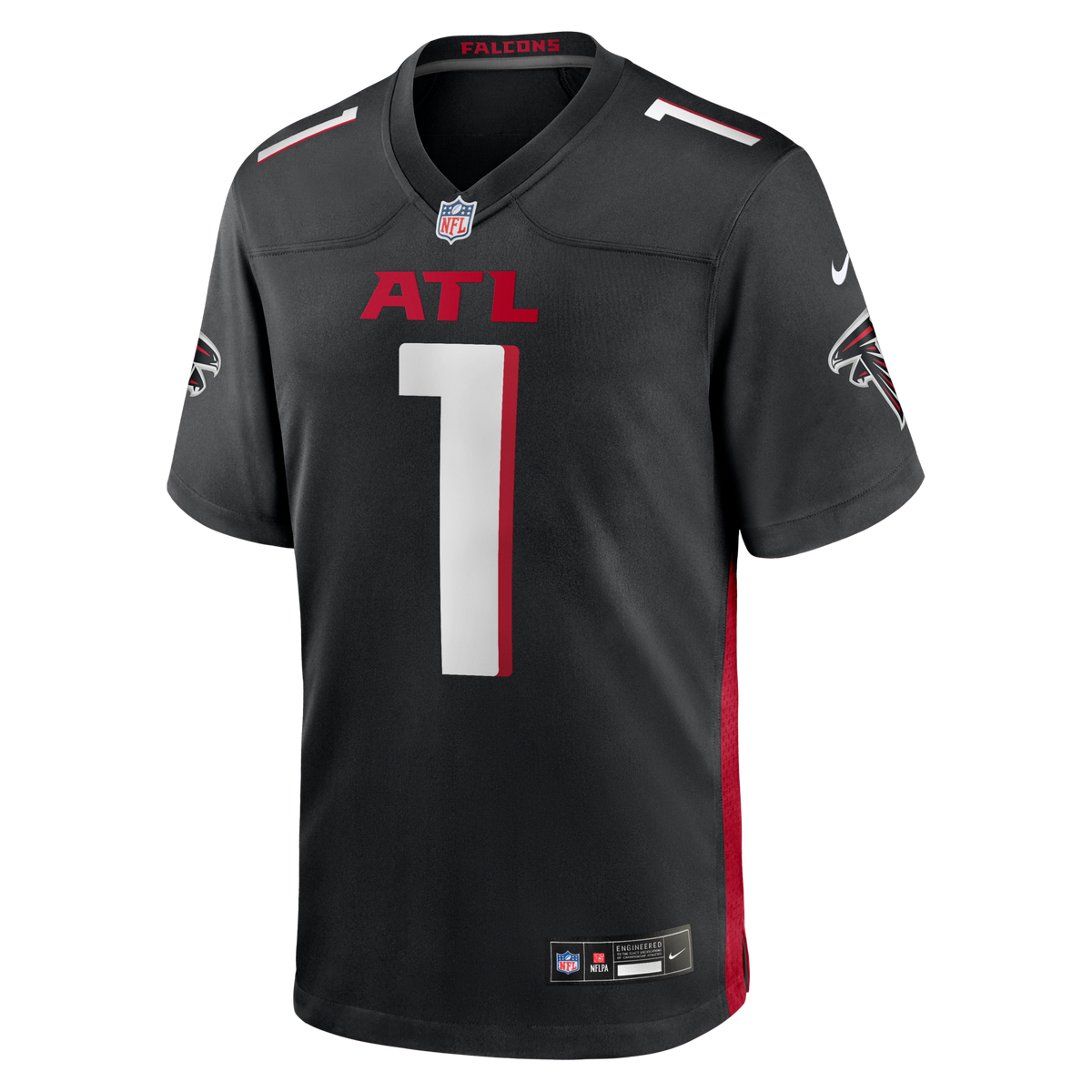 Atlanta Falcons Number 1 Groom Black Game Jersey