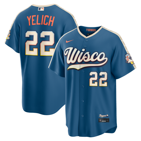 Milwaukee Brewers Christian Yelich Nike Mineral Blue 2026 City Connect Stadium Jersey